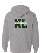 NFLD and Labrador Saltwater Raised Left Chest and Back Zip Hoodie - Unisex