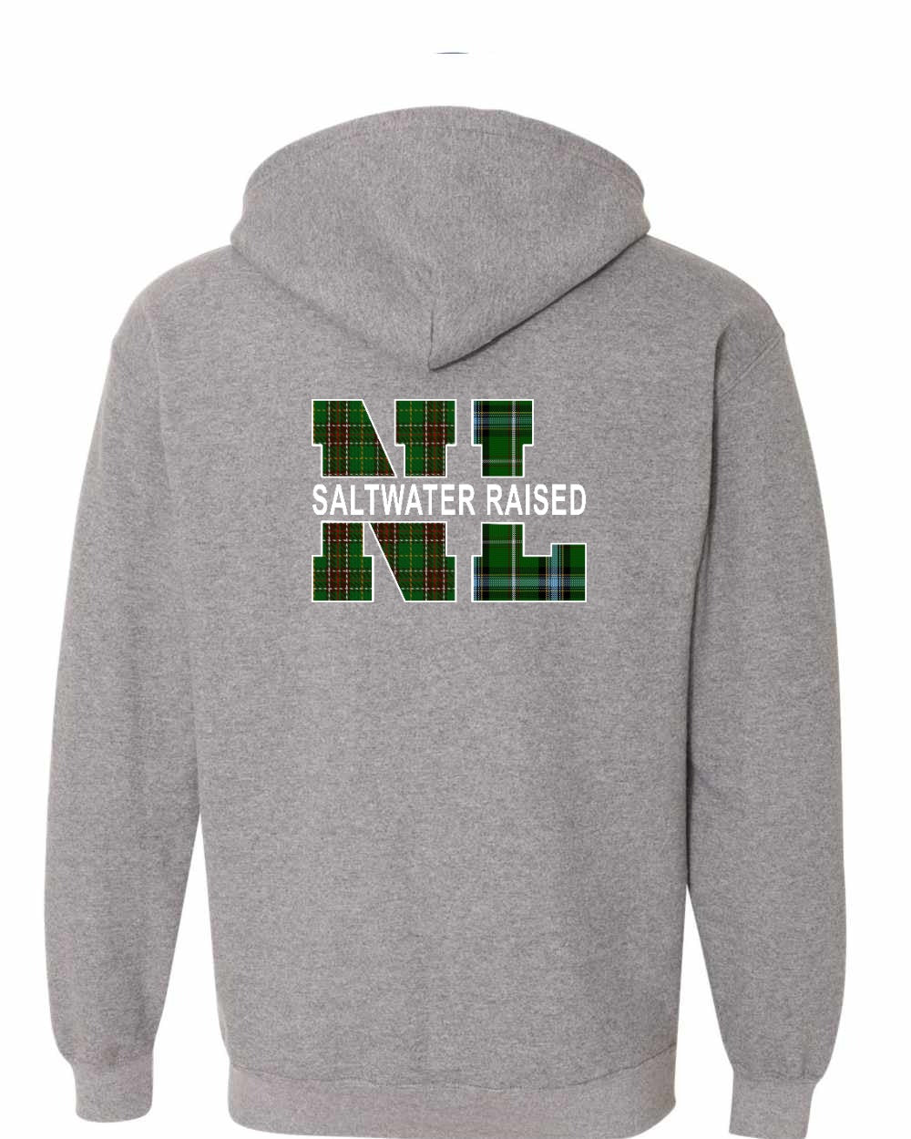 NFLD and Labrador Saltwater Raised Left Chest and Back Zip Hoodie - Unisex
