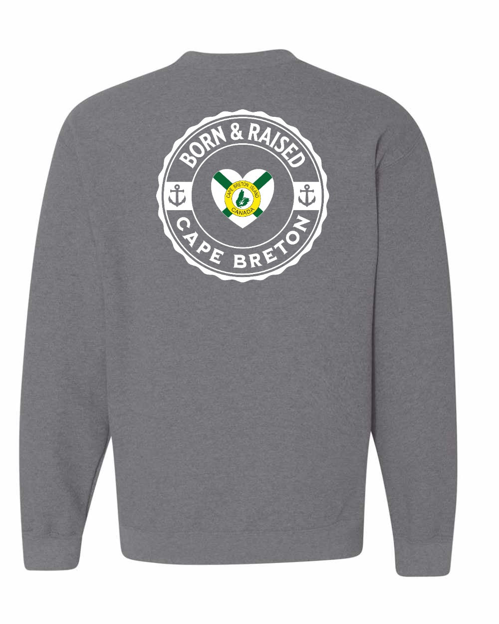 Born and Raised CB Heart Flag Left Chest & Back Crewneck Sweatshirt - Unisex
