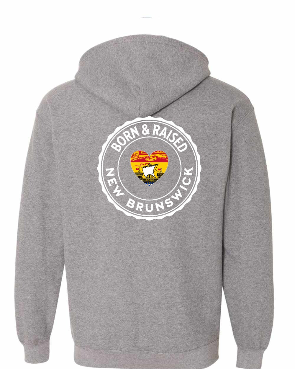Born and Raised NB Heart Flag Left Chest & Back Zip Hoodie - Unisex