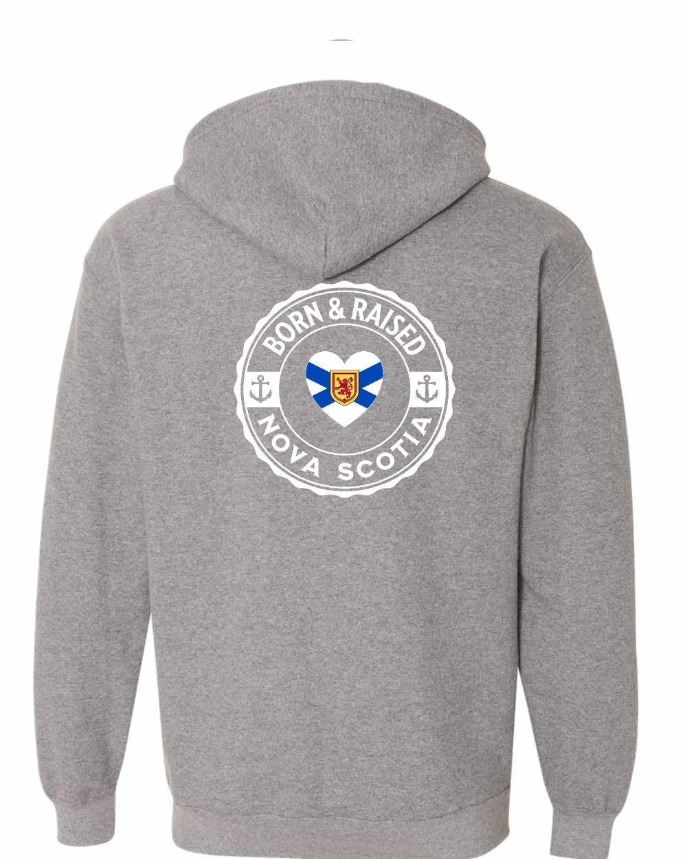 Born and Raised NS Heart Flag Left Chest & Back Zip Hoodie - Unisex