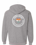 Born and Raised PEI Heart Flag Left Chest & Back Zip Hoodie - Unisex
