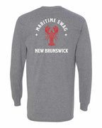 Maritime Swag NB Mandala Red Lobster White Lettering Left Chest and Back Long Sleeve Tee - Unisex