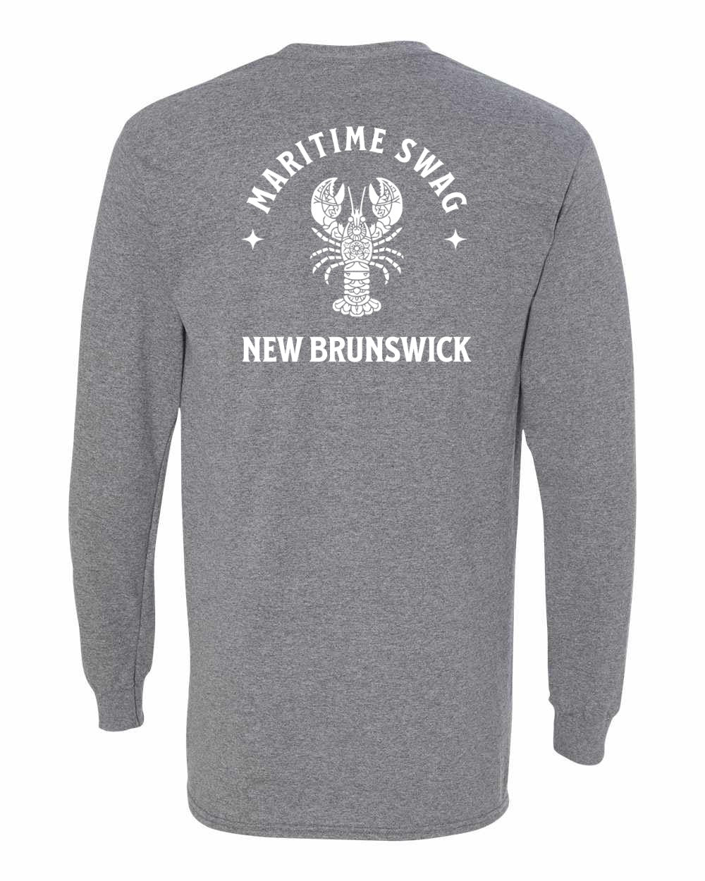 Maritime Swag NB Mandala white Lobster Left Chest and Back Long Sleeve Tee - Unisex