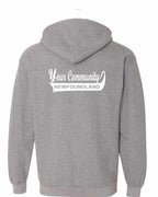 Your Community Swoop (NFLD) Left Chest and Back Zip Hoodie - Unisex