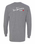 Just a NB Girl Red Heart Left Chest and Back Long Sleeve Tee - Unisex