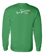 Just a NB Girl Red Heart Left Chest and Back Long Sleeve Tee - Unisex