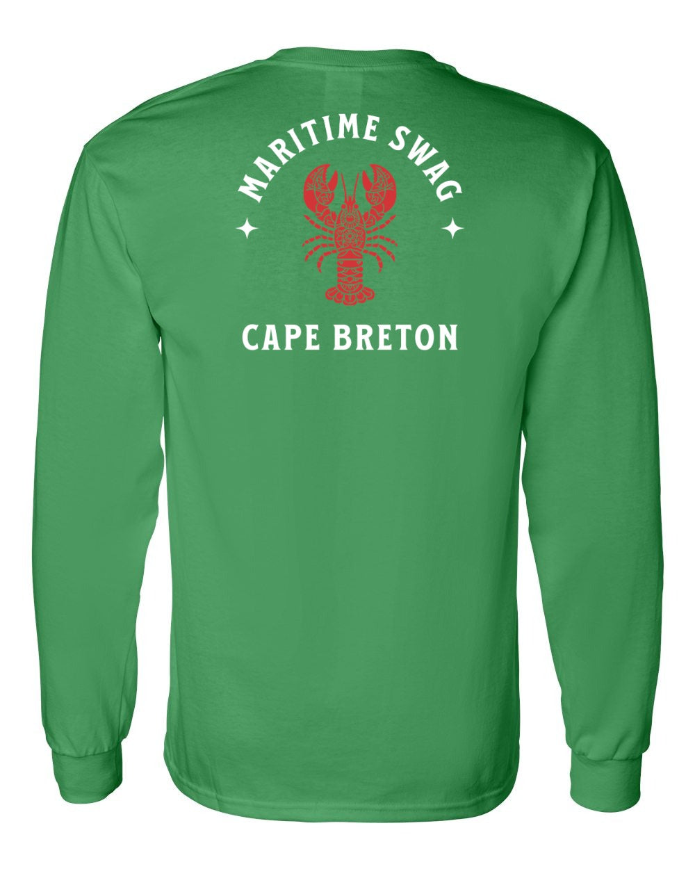 Maritime Swag Cape Breton Mandala Red Lobster Left Chest and Back Long Sleeve Tee