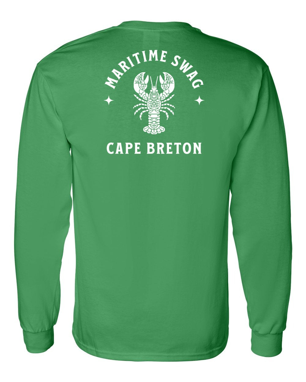 Maritime Swag Cape Breton Mandala white Lobster Left Chest and Back Long Sleeve Tee
