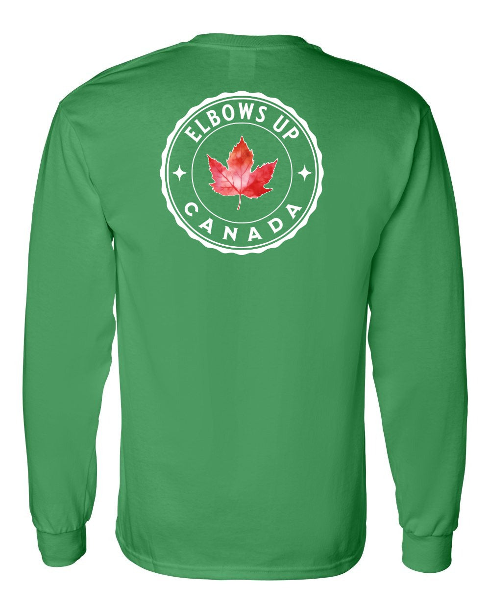 Elbows up Leaf Left Chest and Back Long Sleeve - Gildan Canada (sewn Internationally) - Unisex