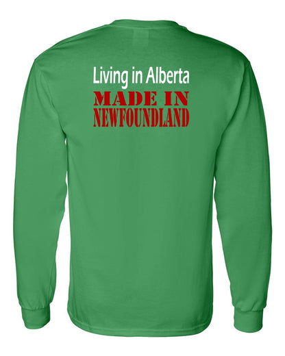 Living Alberta Made in Newfoundland Left Chest and Back Long Sleeve