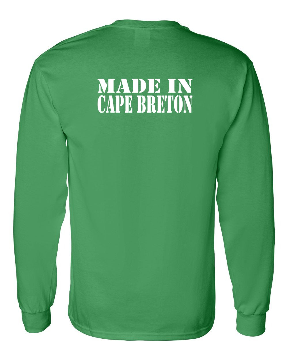 Made In Cape Breton White Left Chest and Back Long Sleeve Tee
