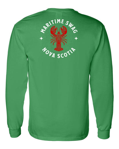 Maritime Swag Nova Scotia Mandala Red Lobster Left Chest and Back Long Sleeve Tee