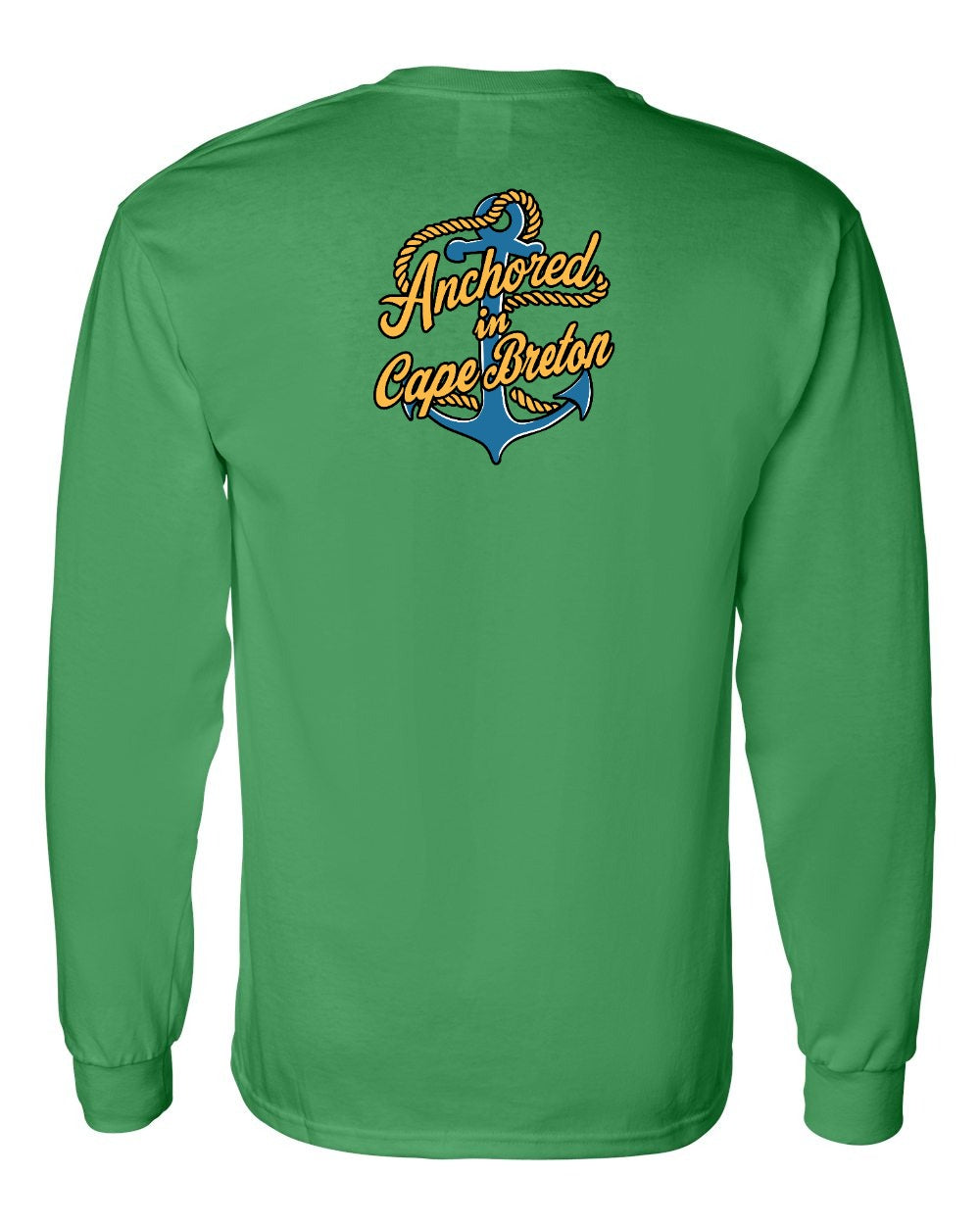 Anchored in Cape Breton (New Design) Left Chest and Back Long Sleeve Tee