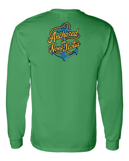 Anchored in Nova Scotia (New Design) Left Chest and Back Long Sleeve Tee