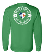 Born and Raised NFLD Heart Flag Left Chest & Back Long Sleeve Tee - Unisex