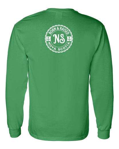 Born & Raised Nova Scotia Left Chest and Back Long Sleeve Tee