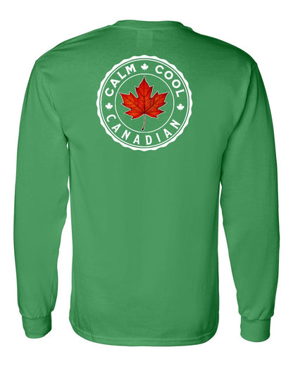 Calm Cool Canadian Leaf Left Chest and Back Long Sleeve