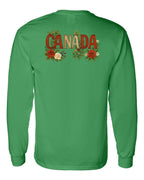 Canada Flowers Left Chest and Back Long Sleeve - Gildan Canada (sewn Internationally) - Unisex