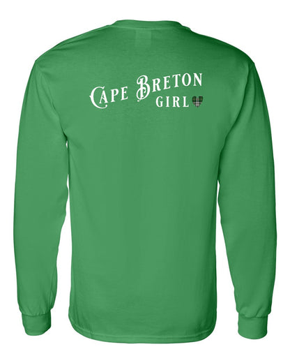 Cape Breton Girl Tartan Left Chest and Back Long Sleeve Tee