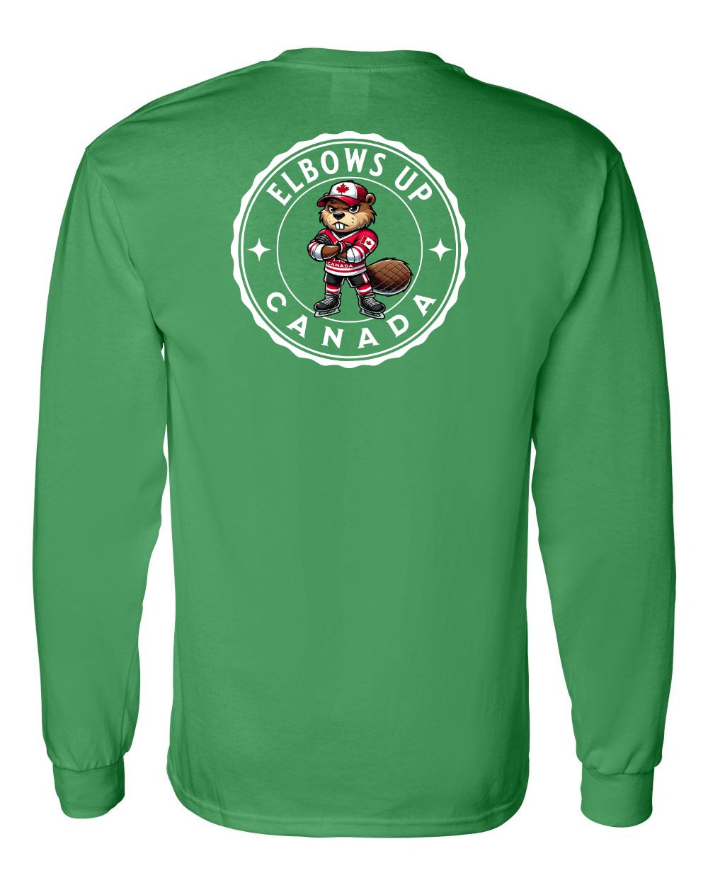 Elbows up Beaver Left Chest and Back Long Sleeve - Gildan Canada (sewn Internationally) - Unisex