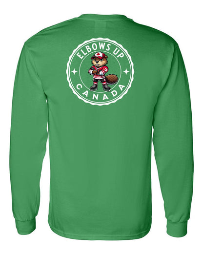 Elbows up Beaver Left Chest and Back Long Sleeve