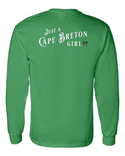 Just a Cape Breton Girl Tartan Left Chest and Back Long Sleeve Tee