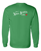 Just a NS Girl Red Heart Left Chest and Back Long Sleeve Tee - Unisex