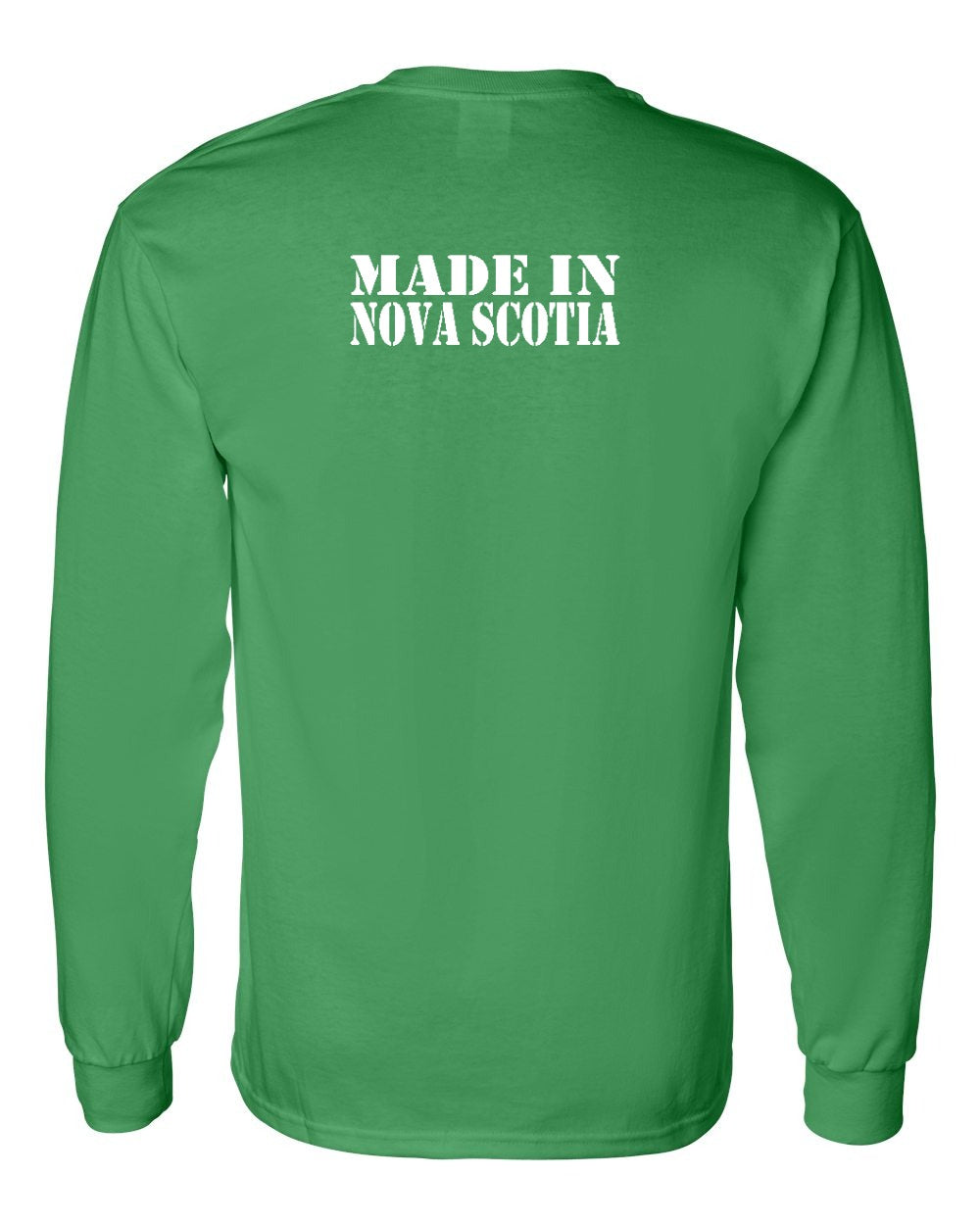 Made In NS ( White Lettering) Left Chest and Back Long Sleeve Tee - Unisex