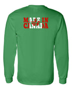 Made in Canada Flag Background Left Chest and Back Long Sleeve - Gildan Canada (sewn Internationally) - Unisex