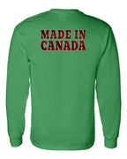 Made in Canada Plaid Background Left Chest and Back Long Sleeve - Gildan Canada (sewn Internationally) - Unisex