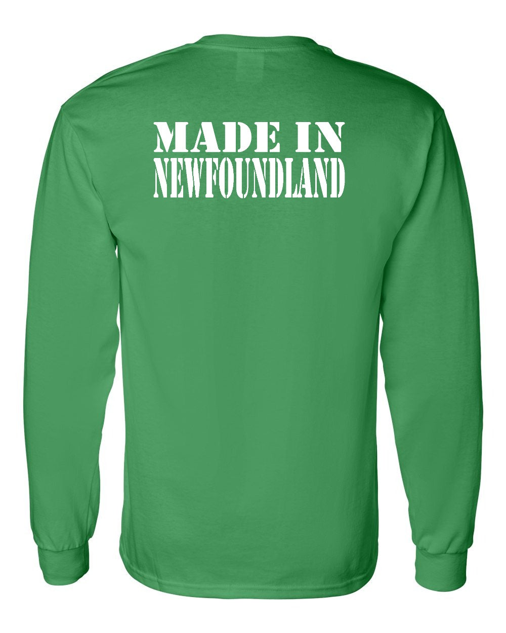 Made In NFLD ( White Lettering) Left Chest and Back Long Sleeve - Unisex