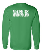 Made In NFLD ( White Lettering) Left Chest and Back Long Sleeve - Unisex
