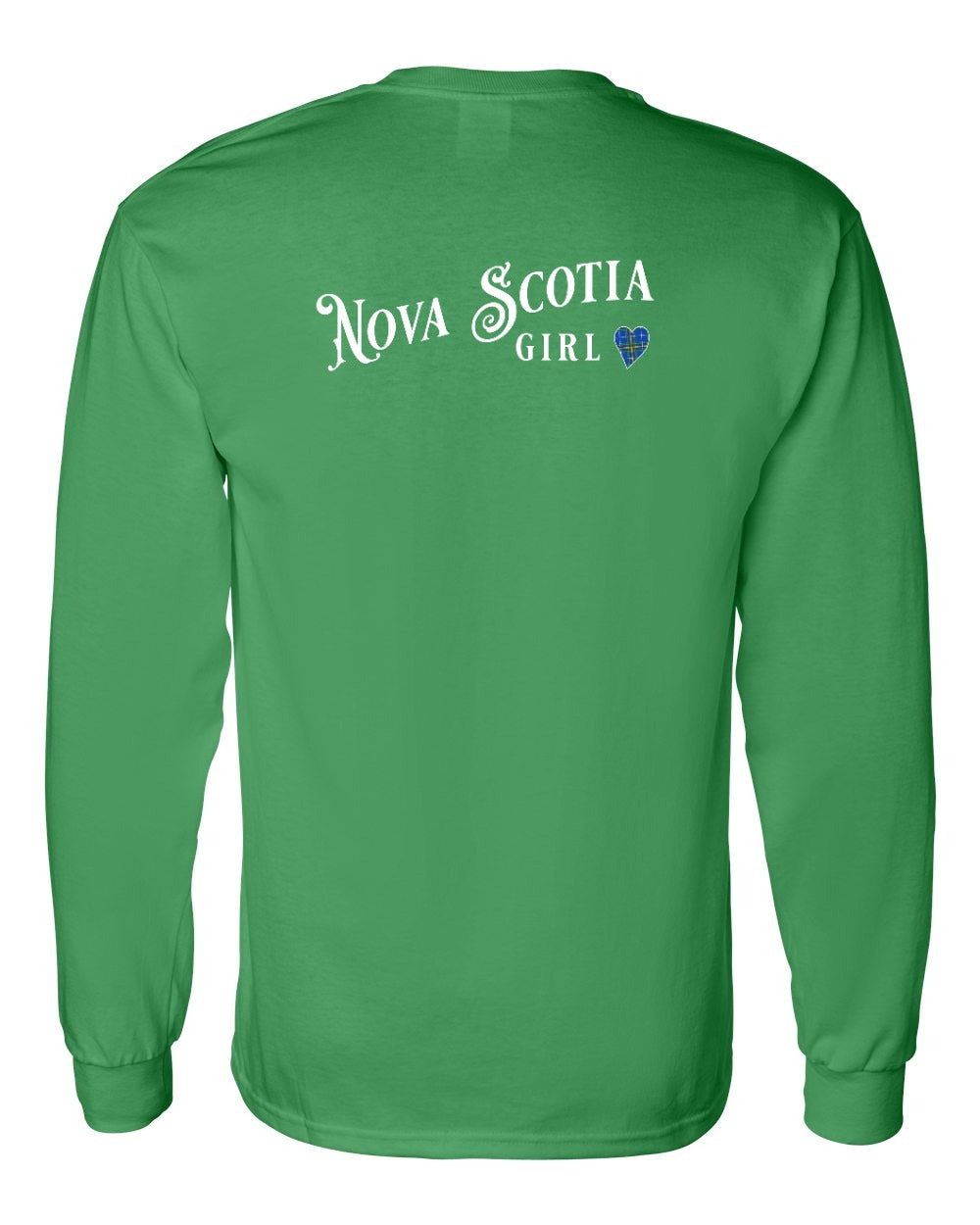 Nova Scotia Girl Tartan Heart Left Chest and Back Long Sleeve Tee