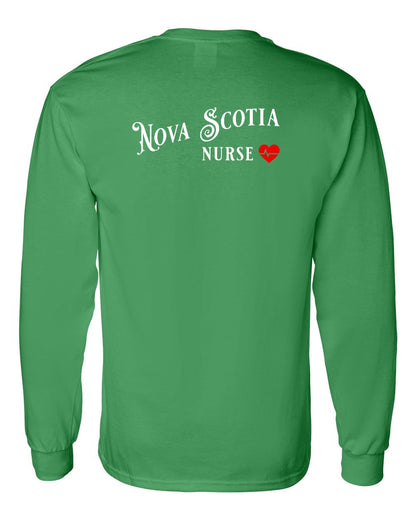 Nova Scotia Nurse Left Chest and Back Long Sleeve Tee