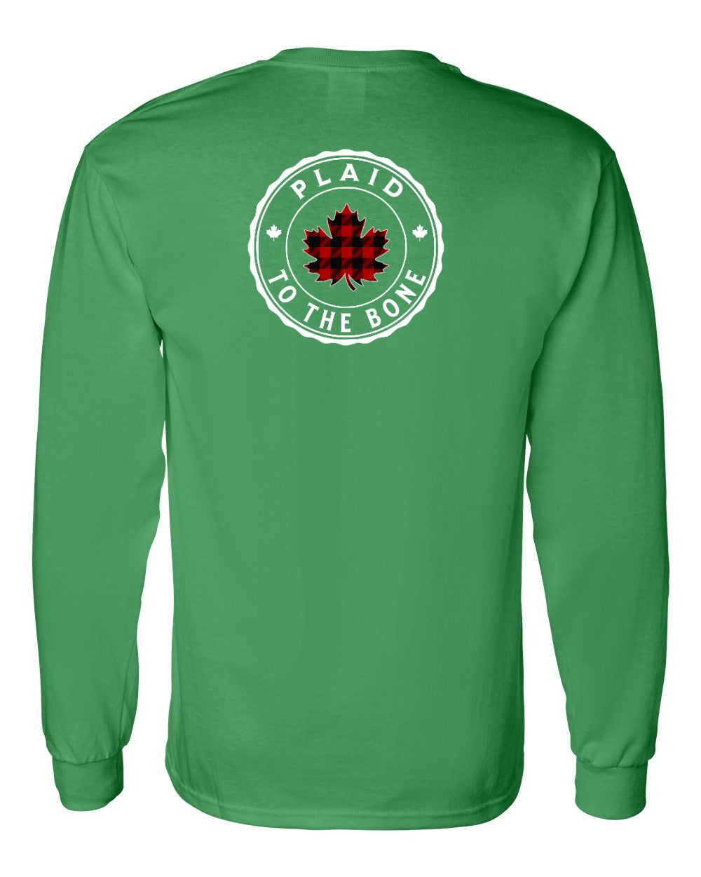 Plaid to the Bone Circle Leaf Left Chest and Back Long Sleeve - Gildan Canada (sewn Internationally) - Unisex