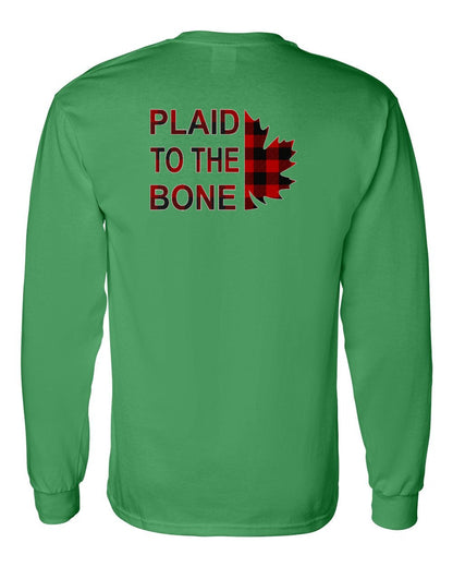 Plaid to the Bone Stacked Leaf Left Chest and Back Long Sleeve