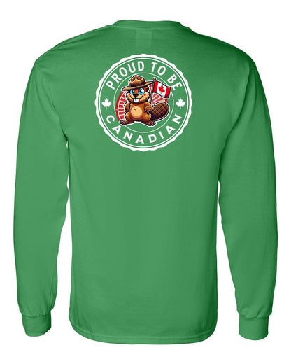 Proud to be Canadian Beaver Left Chest and Back Long Sleeve