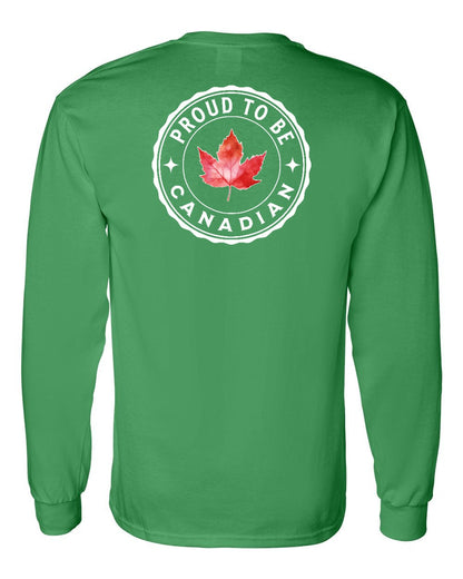 Proud to be Canadian Leaf Left Chest and Back Long Sleeve