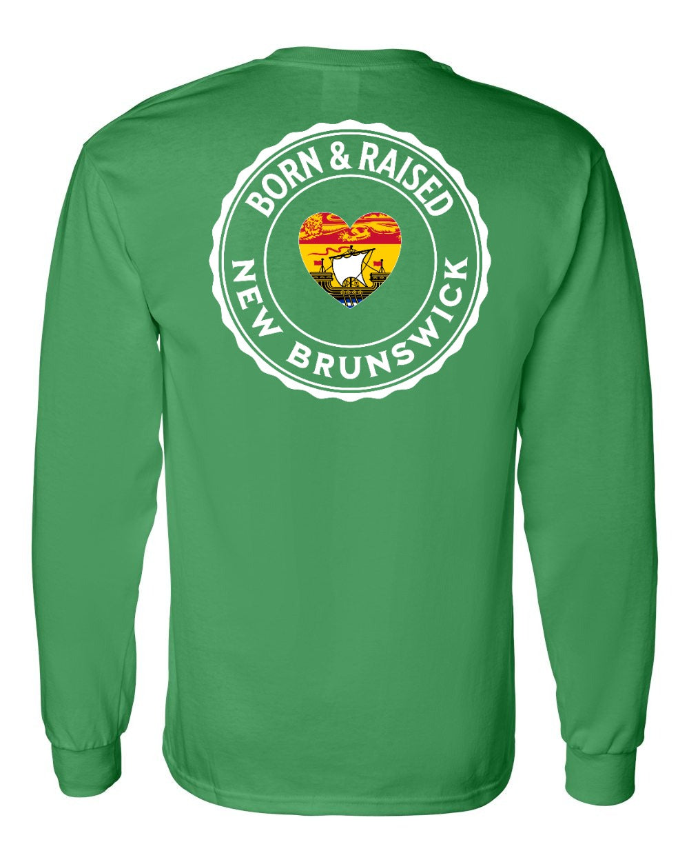 Born and Raised NB Heart Flag Left Chest & Back Long Sleeve Tee - Unisex