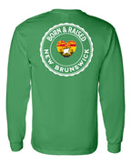 Born and Raised NB Heart Flag Left Chest & Back Long Sleeve Tee - Unisex