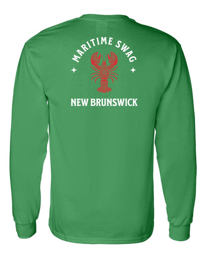 Maritime Swag New Brunswick Mandala Red Lobster Left Chest and Back Long Sleeve Tee