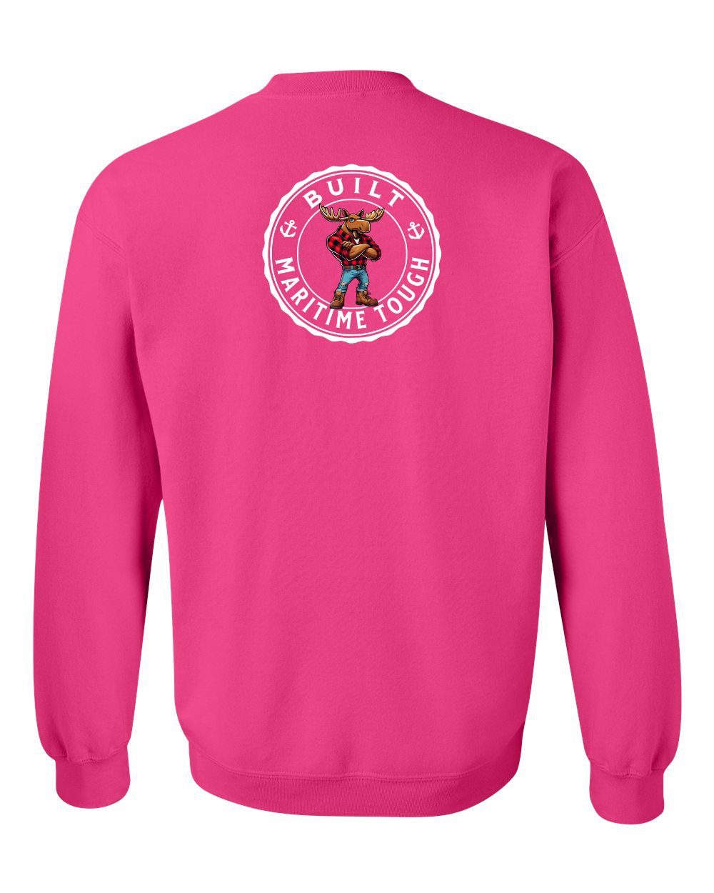 Built Maritime Tough Moose Left Chest and Back Crewneck Sweatshirt - Unisex