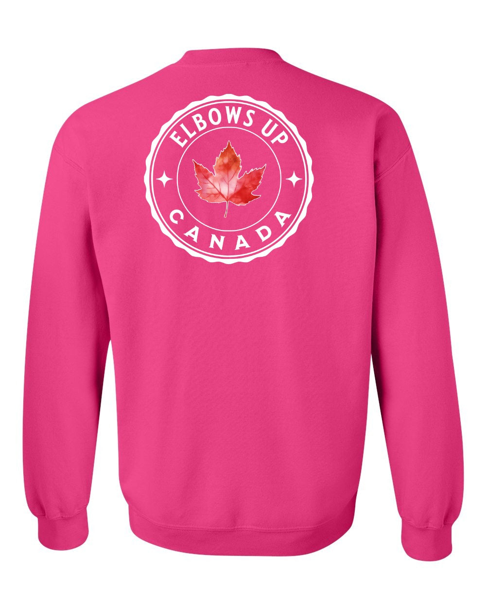 Elbows up Leaf Left Chest and Back Crewneck Sweatshirt - Gildan Canada (sewn Internationally) - Unisex