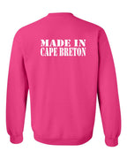 Made In CB White Left Chest and Back Crewneck Sweatshirt - Unisex