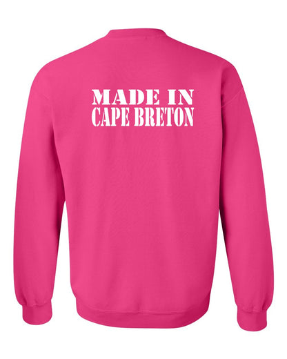 Made In Cape Breton White Left Chest and Back Crewneck Sweatshirt