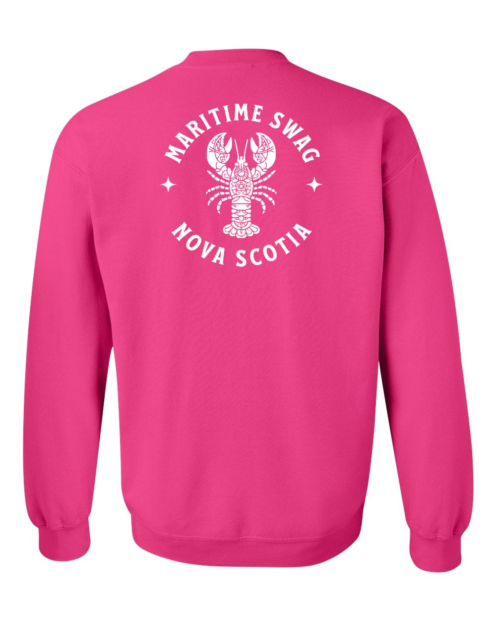 Maritime Swag Nova Scotia Mandala white Lobster Left Chest and Back crew-neck