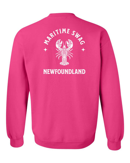 Maritime Swag Newfoundland Mandala white Lobster Left Chest and Back Crewneck Sweatshirt