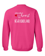 A piece of My heart in NFLD (Red Heart) Left Chest and Back Crewneck Sweatshirt - Unisex