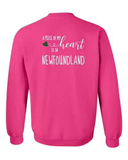 A piece of My heart in Newfoundland (Tartan Heart) Left Chest and Back Crewneck Sweatshirt